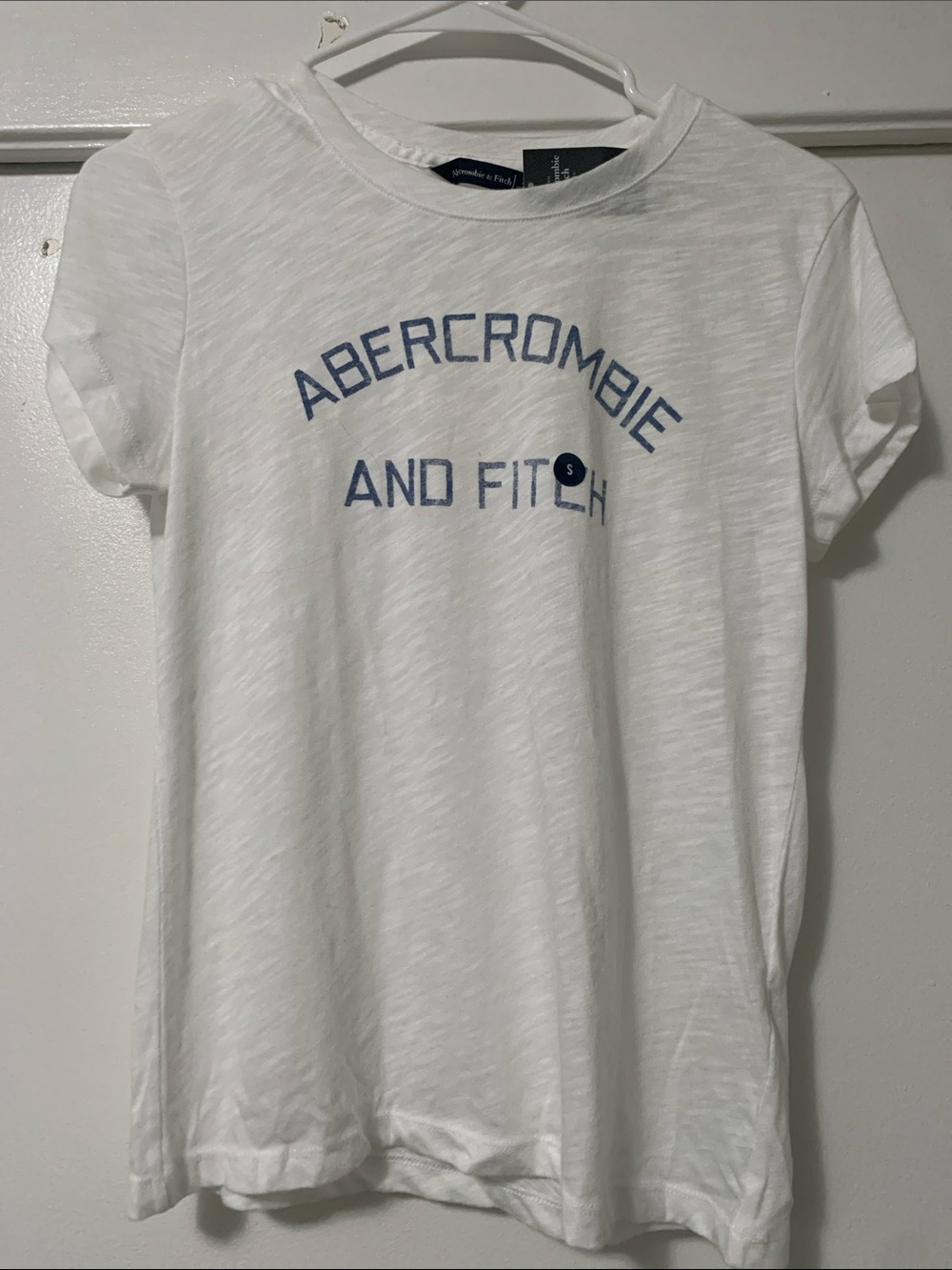 Abercrombie & Fitch White Tee with Navy Logo